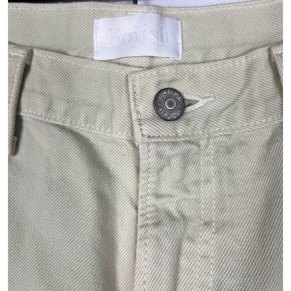 Boyish The Kirby High Rise Straight Jeans in El Cielo Green Crop Raw Hem 29 - Picture 12 of 12